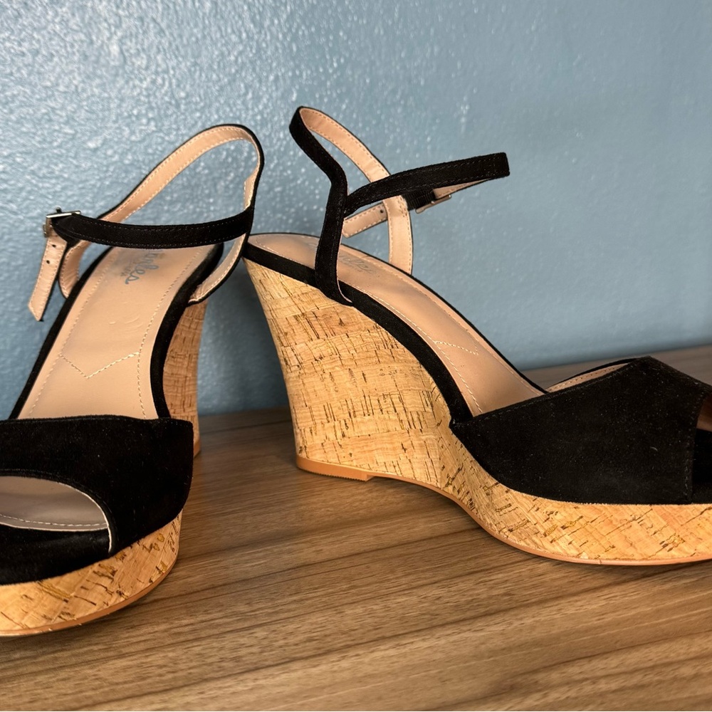 Black Wedge Sandals